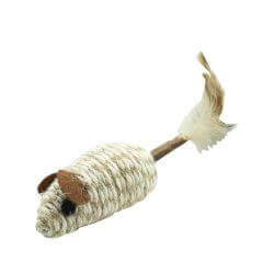 JOUET CHAT SOURIS COTON AVEC QUEUE BOIS MATATABI