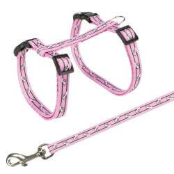 Harnais chat avec laisse, motif chat, 27–45 cm/10 mm, 1,20 m