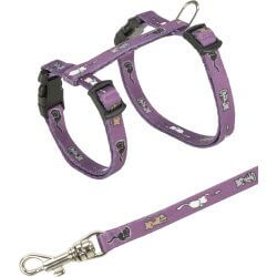 Junior harnais chaton avec laisse, motif chat, 21–33 cm/8 mm, 1,20 m