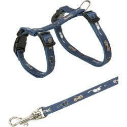Junior harnais chaton avec laisse, motif chat, 21–33 cm/8 mm, 1,20 m