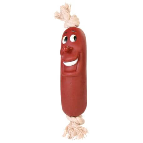 Saucisse avec corde, en vinyle, 11 cm Saucisse avec corde, en vinyle, 11 cm