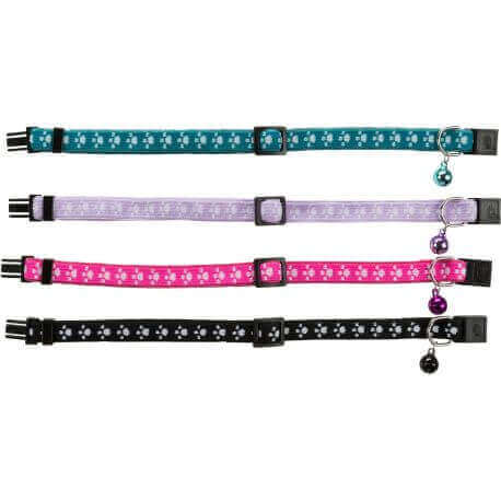Collier chat, élastique, motif pattes Collier chat, élastique, motif pattes