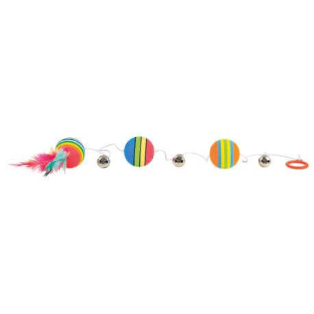 Balle arc-en-ciel sur bande caoutchouc, en mousse, ø 3,5 × 80 cm