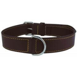 Collier cuir double 40cm marron