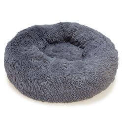 Lit rond moelleux, gris foncé - 50 cm