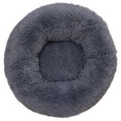 Lit rond moelleux, gris foncé - 50 cm