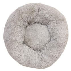 Lit rond moelleux, gris clair - 50 cm