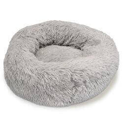 Lit rond moelleux, gris clair - 70 cm