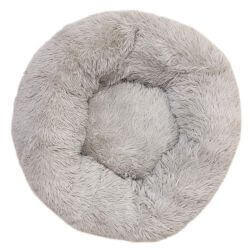 Lit rond moelleux, gris clair - 70 cm