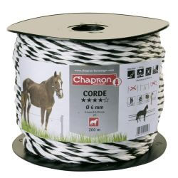 CORDE DIAM 6MM 500M BLANC/NOIR