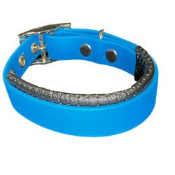 Collier pour Chien rembourré bleu en matière BioThane®, Largeur 19mm , taille XXS