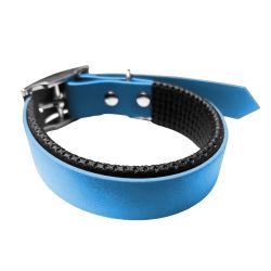 Collier pour Chien rembourré bleu en matière BioThane®, Largeur 25mm , taille L
