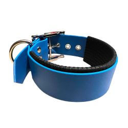 Collier pour Chien rembourré bleu en matière BioThane®, Largeur 38mm , taille L