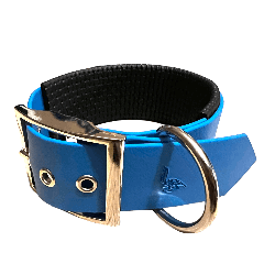Collier pour Chien rembourré bleu en matière BioThane®, Largeur 38mm , taille XL