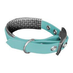 Collier pour Chien rembourré Teal en matière BioThane®, Largeur 19mm , taille XXS