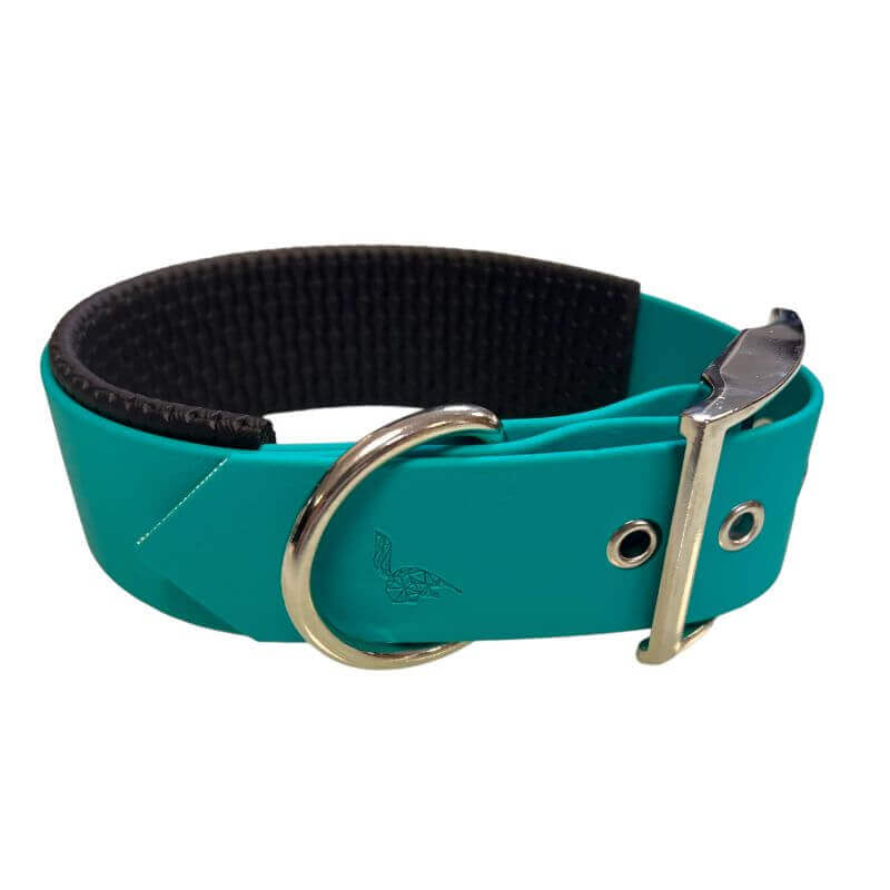 Collier pour Chien rembourré Teal en matière BioThane®, Largeur 38mm , taille L