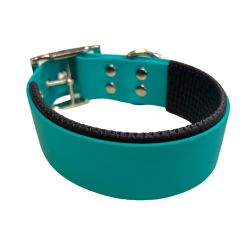 Collier pour Chien rembourré Teal en matière BioThane®, Largeur 38mm , taille L