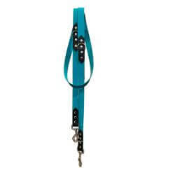 Laisse 3 positions pour Chien Teal et noire en matière BioThane®, Largeur 25mm