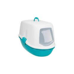 Bac à litière Berto Top, couvercle, système de tri, 39 × 42 × 59 cm, turquoise/b