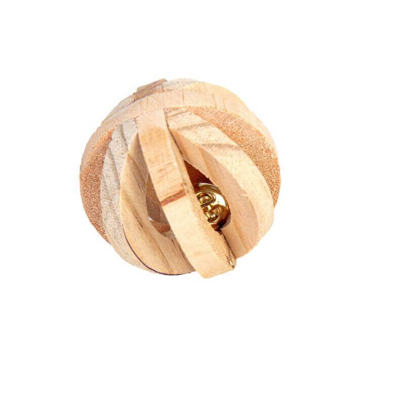 BOULE EN BOIS AVEC CLOCHETTE 6CM