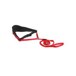 Ceinture ventrale avec laisse, doublée en néoprène, 60–130 cm/35 mm, rouge