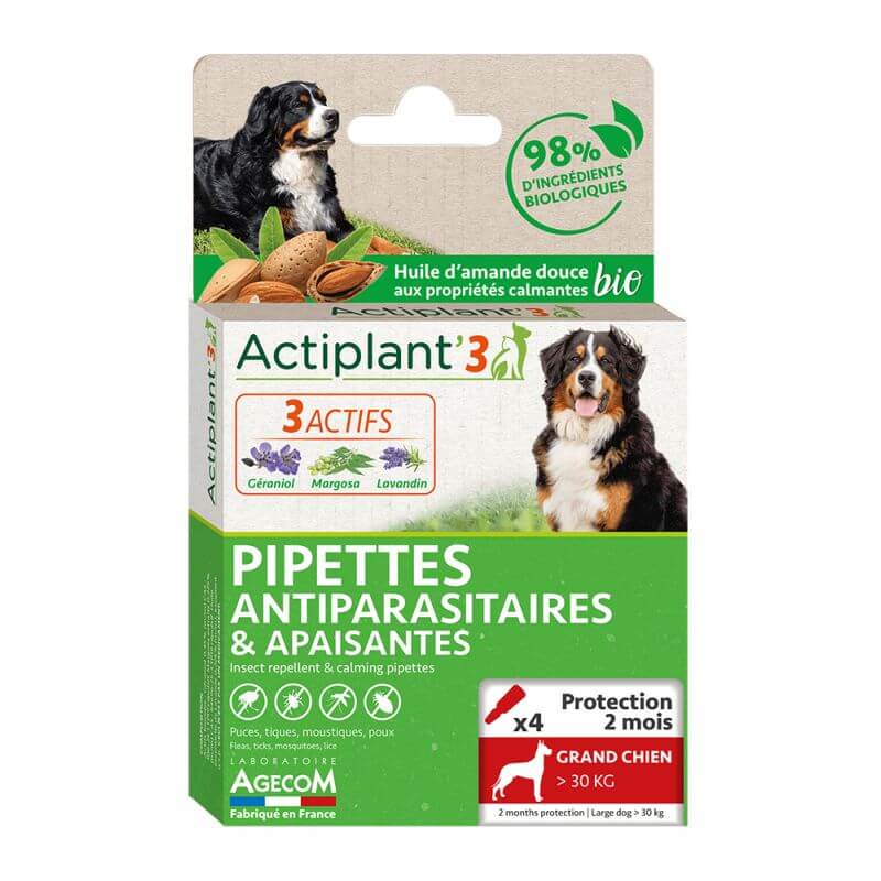 ACTIPLANT'3 BIO CHIEN TAILLE L 4 PIPETTES