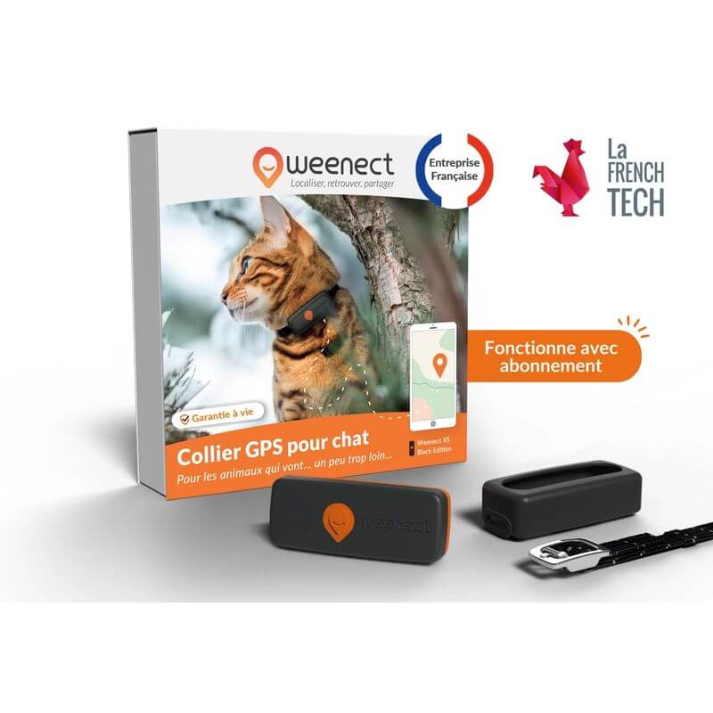 Collier GPS chat Weenect XS noir