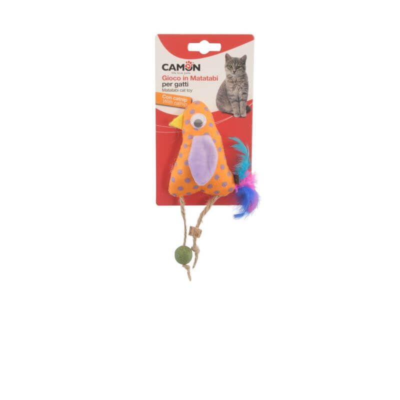 JOUET POUR CHAT POULET MATATABI AVEC HERBE A CHAT 10cm
