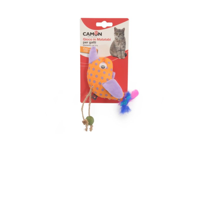 JOUET POUR CHAT PETIT OISEAU MATATABI AVEC HERBE A CHAT 11cm