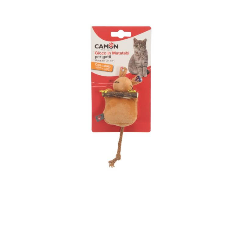 JOUET POUR CHAT SOURIS MATATABI AVEC HERBE A CHAT 10cm