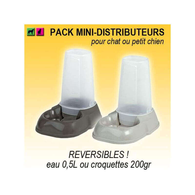 Lot de 2 distributeurs de croquettes ou d'eau idéal chat / chiot / petit chien Lot de 2 distributeurs de croquettes ou d'eau idéal chat / chiot / petit chien