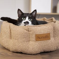 SCRUFFS BOUCLE CAT BED 45 DESERT TAN