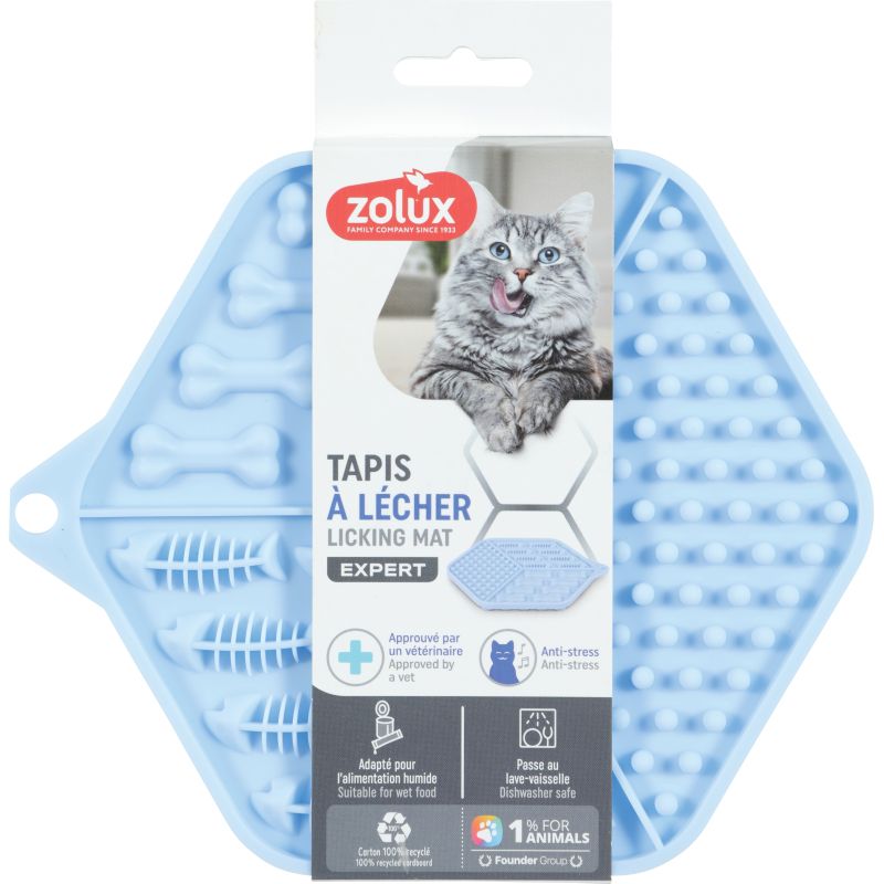TAPIS A LECHER SILICONE CHAT BLEU
