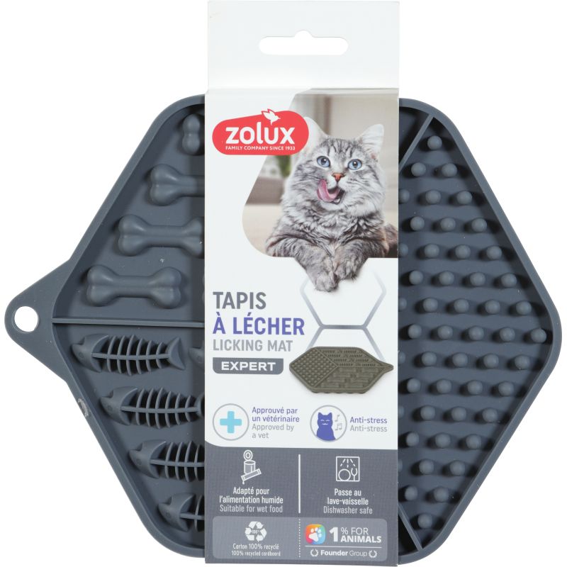 TAPIS A LECHER SILICONE CHAT GRIS
