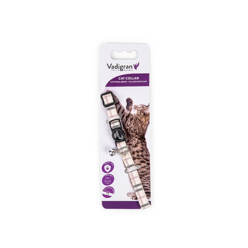COLLIER CHAT ECOSSAIS BEIGE 20-30cmx10mm