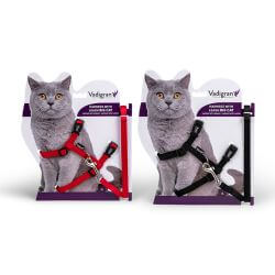 HARNAIS + LAISSE GRAND CHAT NOIR 34/57cm+120cm