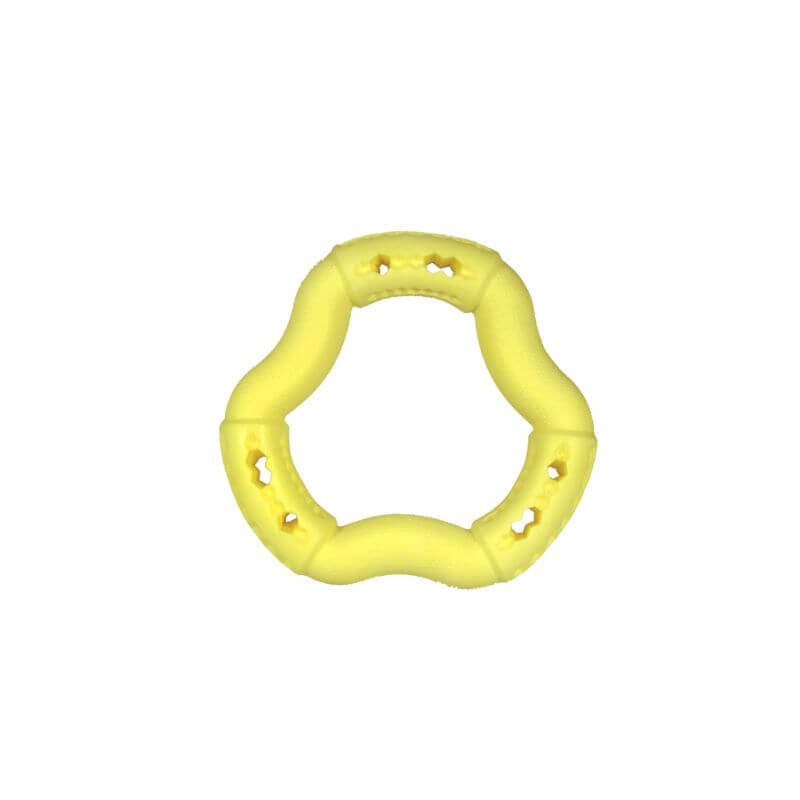 JOUET CHIEN TPR ANNEAU YELLOW VANILLA 12cm