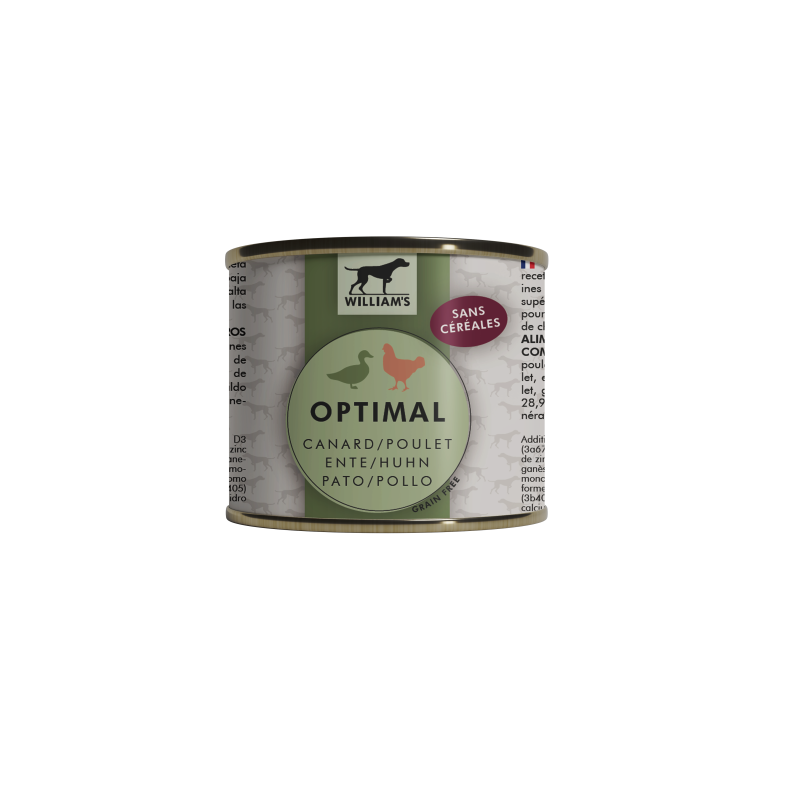 WILLIAM'S OPTIMAL CANARD/POULET 200gr pour chien