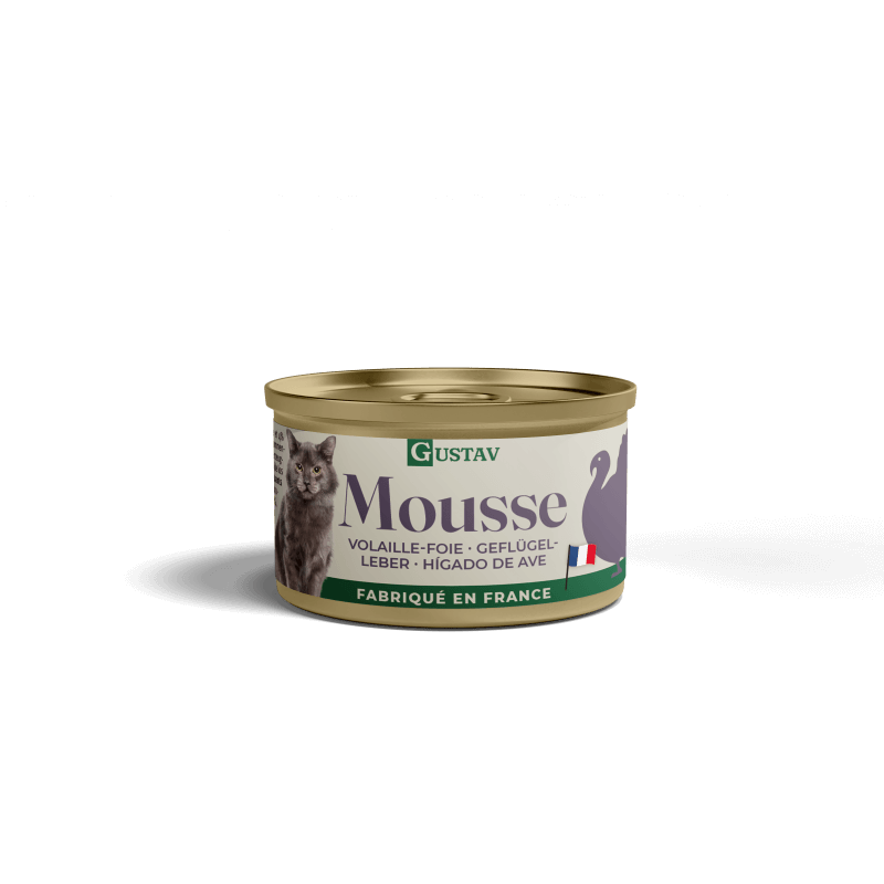 GUSTAV MOUSSE AU VOLAILLE/FOIE 85gr pour chat
