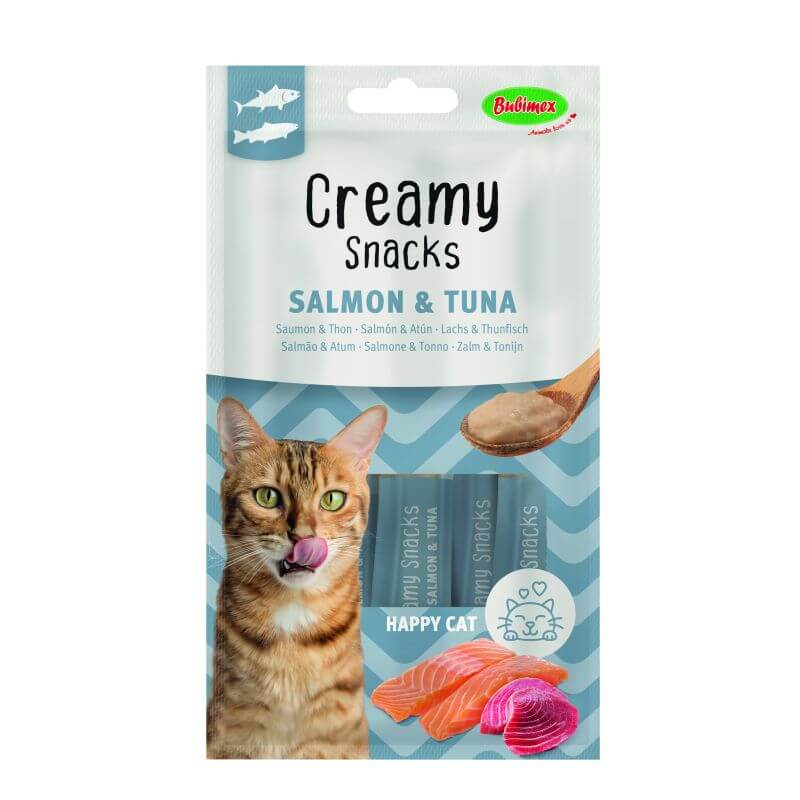 CREAMY SNACKS THON/SAUMON x4 pour chat 60gr