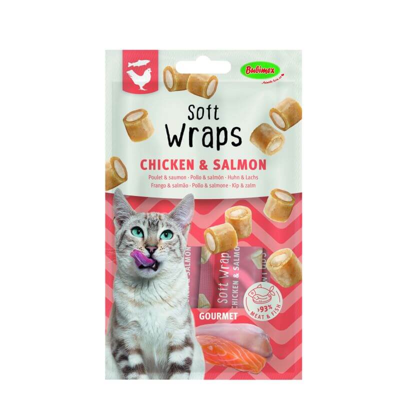 SOFT WRAPS POULET/SAUMON x3 pour chat 30gr