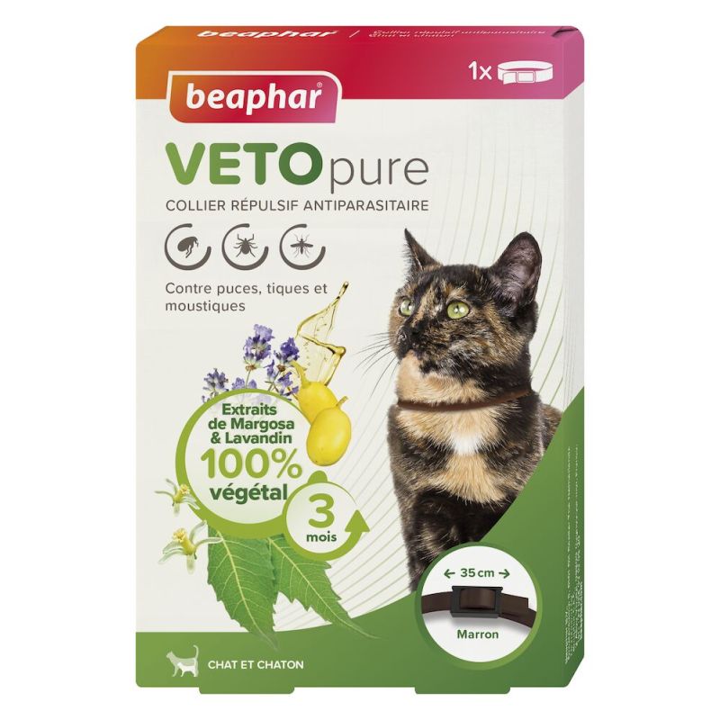 VETOPURE COLLIER ANTIPARASITAIRE CHAT/CHATON - MARRON