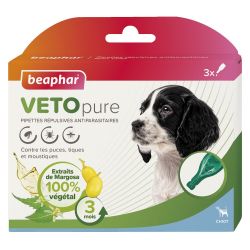 PIPETTES REPULSIVES ANTIPARASITAIRES VETOPURE CHIOT 3x1ml