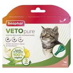 PIPETTES REPULSIVES ANTIPARASITAIRES VETOPURE CHATON 3x0.4ml