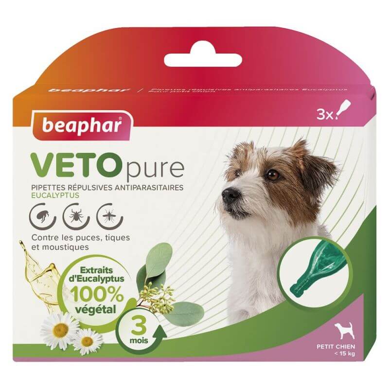 PIPETTES REPULSIVES ANTIPARASITAIRES EUCALYPTUS PETIT CHIEN 3x1ml