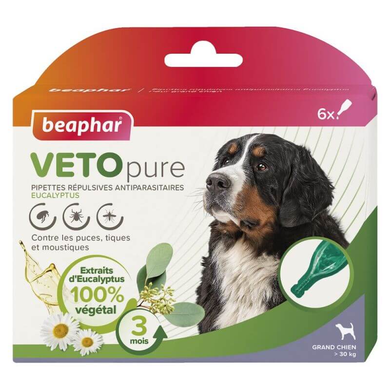 PIPETTES REPULSIVES ANTIPARASITAIRES EUCALYPTUS GRAND CHIEN 6x2ml