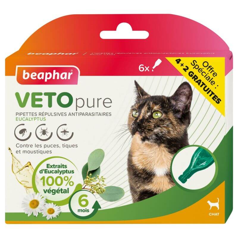 PIPETTES REPUL ANTIPARA EUCALYPTUS CHAT 6x1ml (dont 2 offerts)