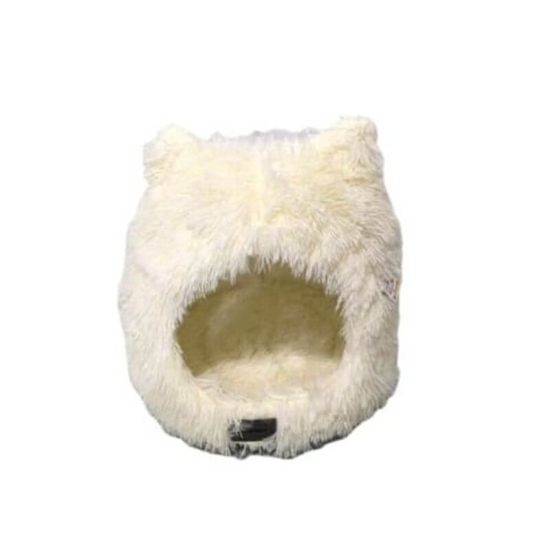 CORBEILLE TETE DE CHAT 45cm FOURRURE BLANC