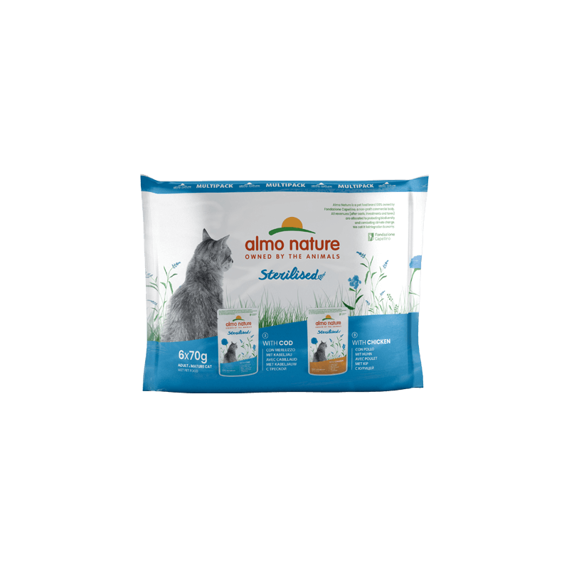 ALMO CHAT HOLISTIC FONCTIONNEL STERI CABILLAUD/POULET 6x70gr