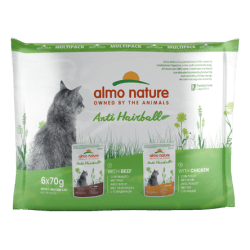 ALMO CHAT HOLISTIC FONCTIONNEL ANTIHAIRBALL BOEUF/POULET 6x70gr